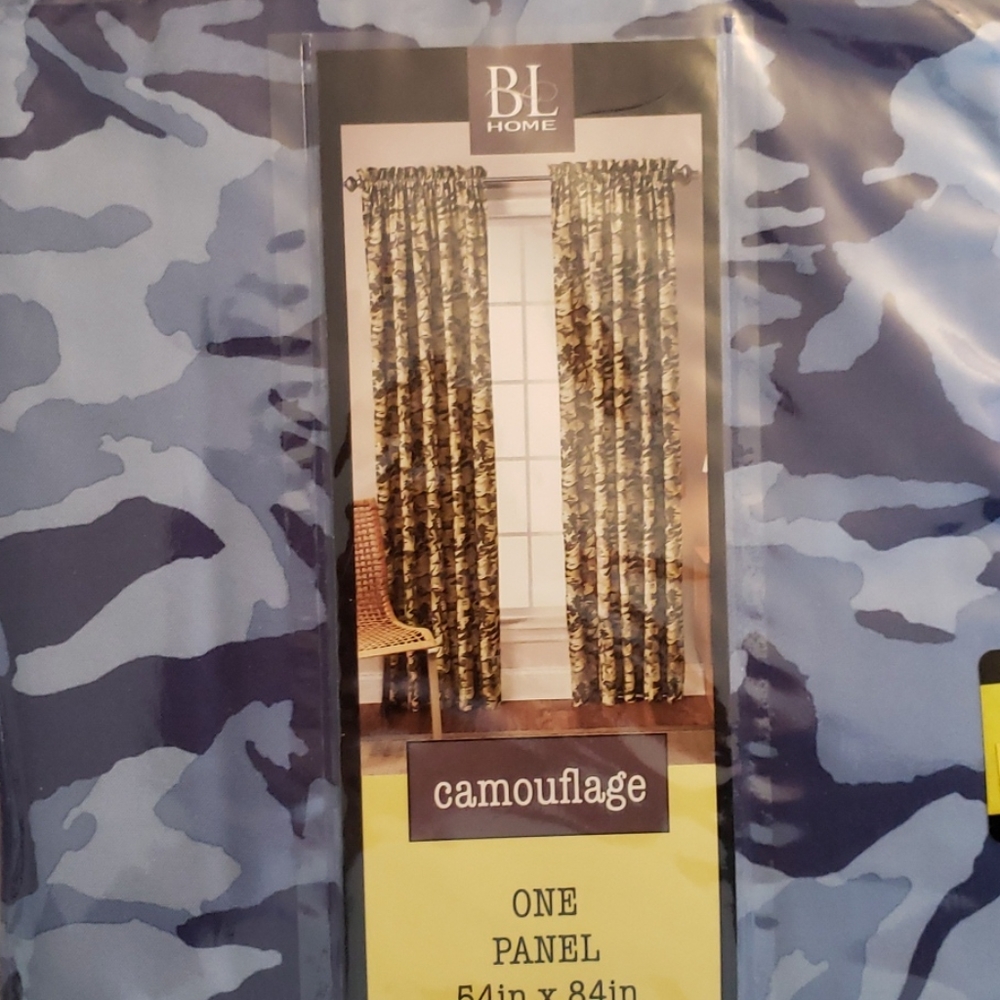 Blue Camouflage 54 x 84 curtains (3 panels)